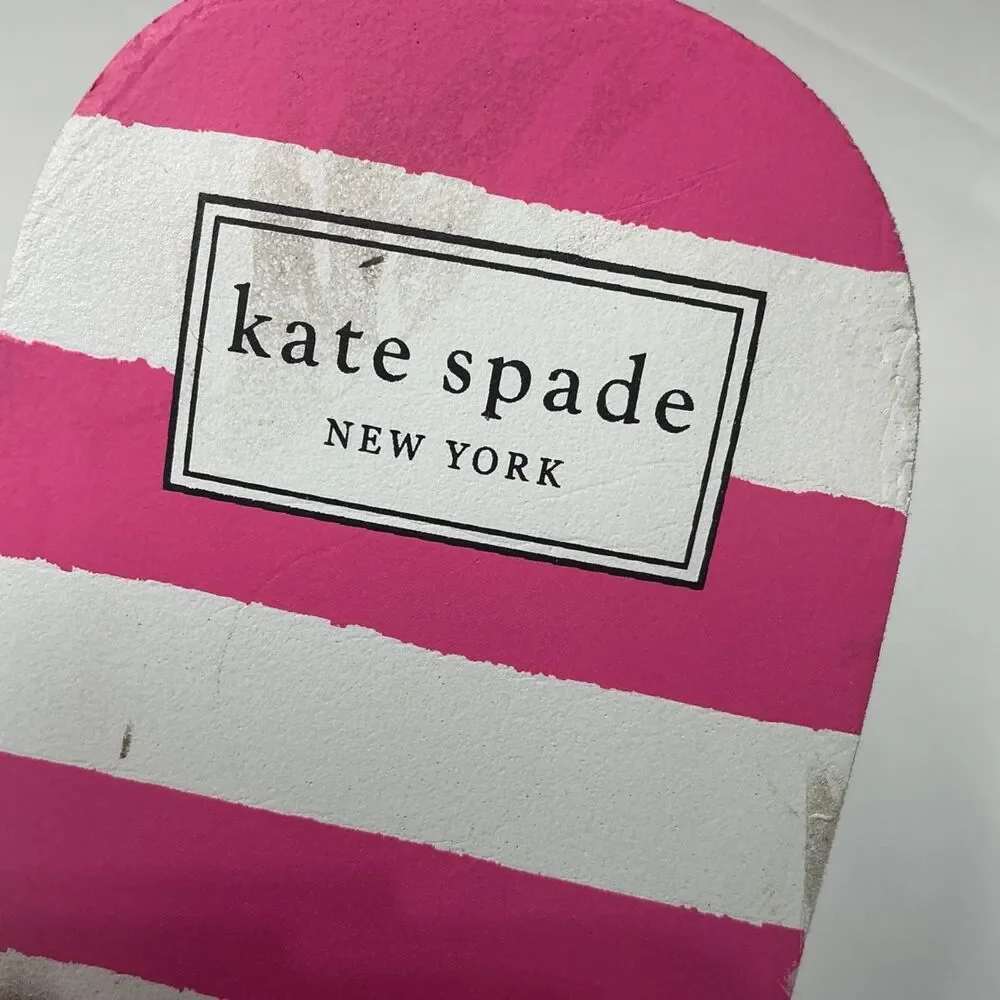 Kate Spade New York Pink & White Striped Flip Flops With Bow Accent Size 10M